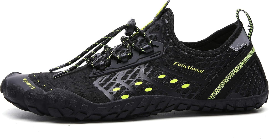 Unisex Quick Dry Water Shoes - Adjustable Bungee Lace and Flexible Rubber Sole for Kayaking - 7 Women/6 Men