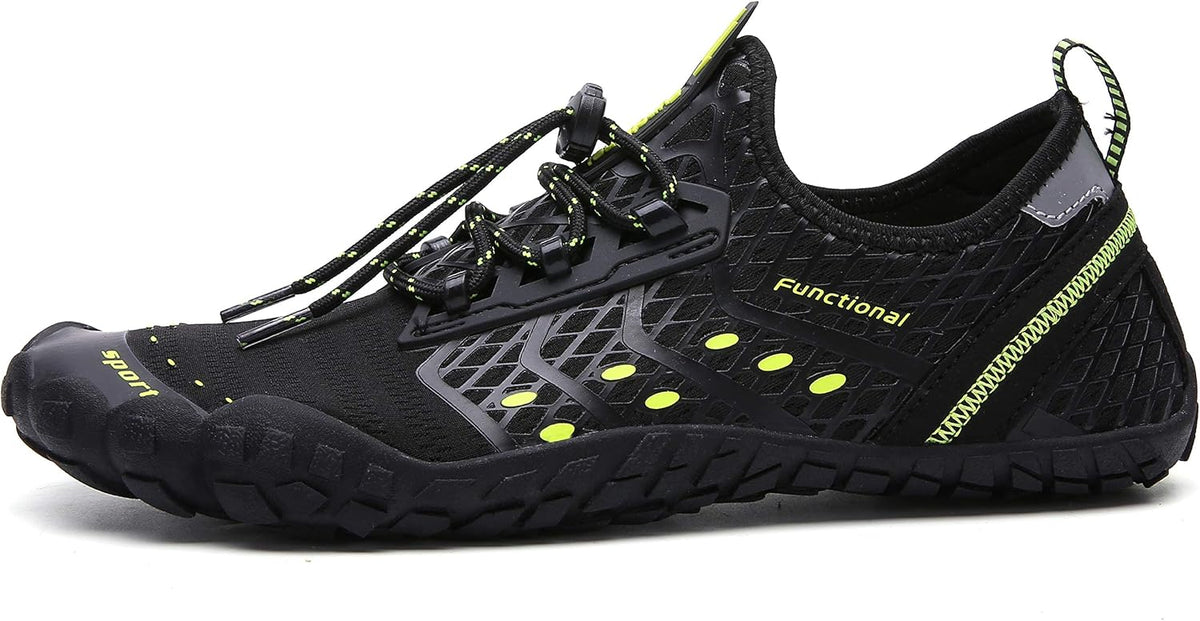 Unisex Quick Dry Water Shoes - Adjustable Bungee Lace and Flexible Rubber Sole for Kayaking - 7 Women/6 Men