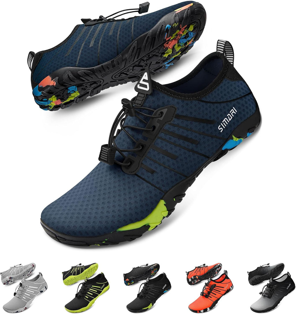 Unisex Quick Dry Aqua Socks - Barefoot Water Shoes with Non-Slip Sole for Swimming and Kayaking - 9 Women/7 Men