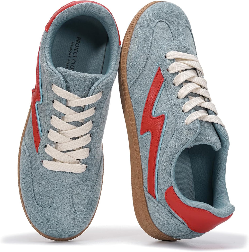 Women's Lace-Up Fashion Sneakers - Memory Foam Insole and Cushioned Collar for Casual Wear - 7