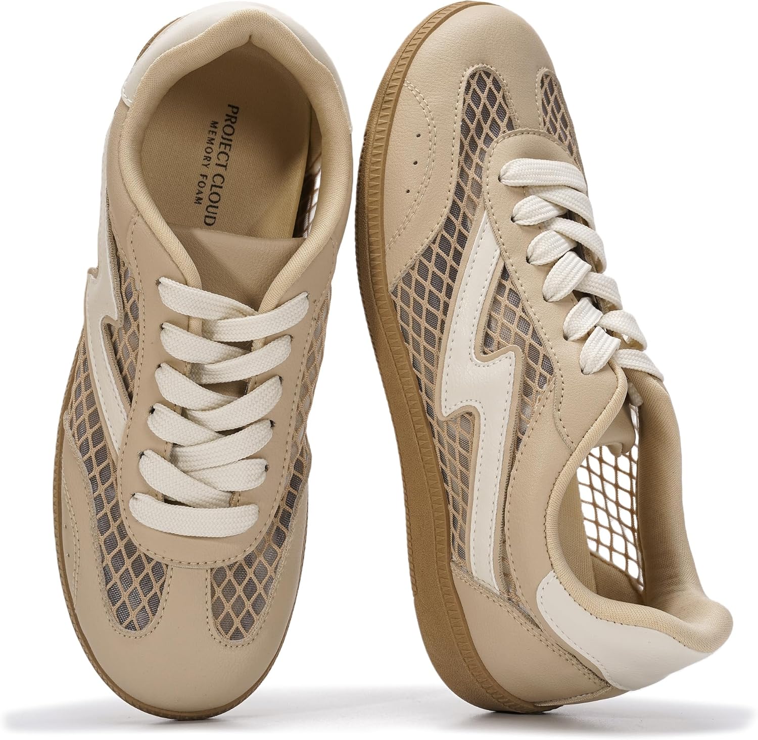 Women's Lace-Up Fashion Sneakers - Memory Foam Insole and Cushioned Collar for Casual Wear - 6