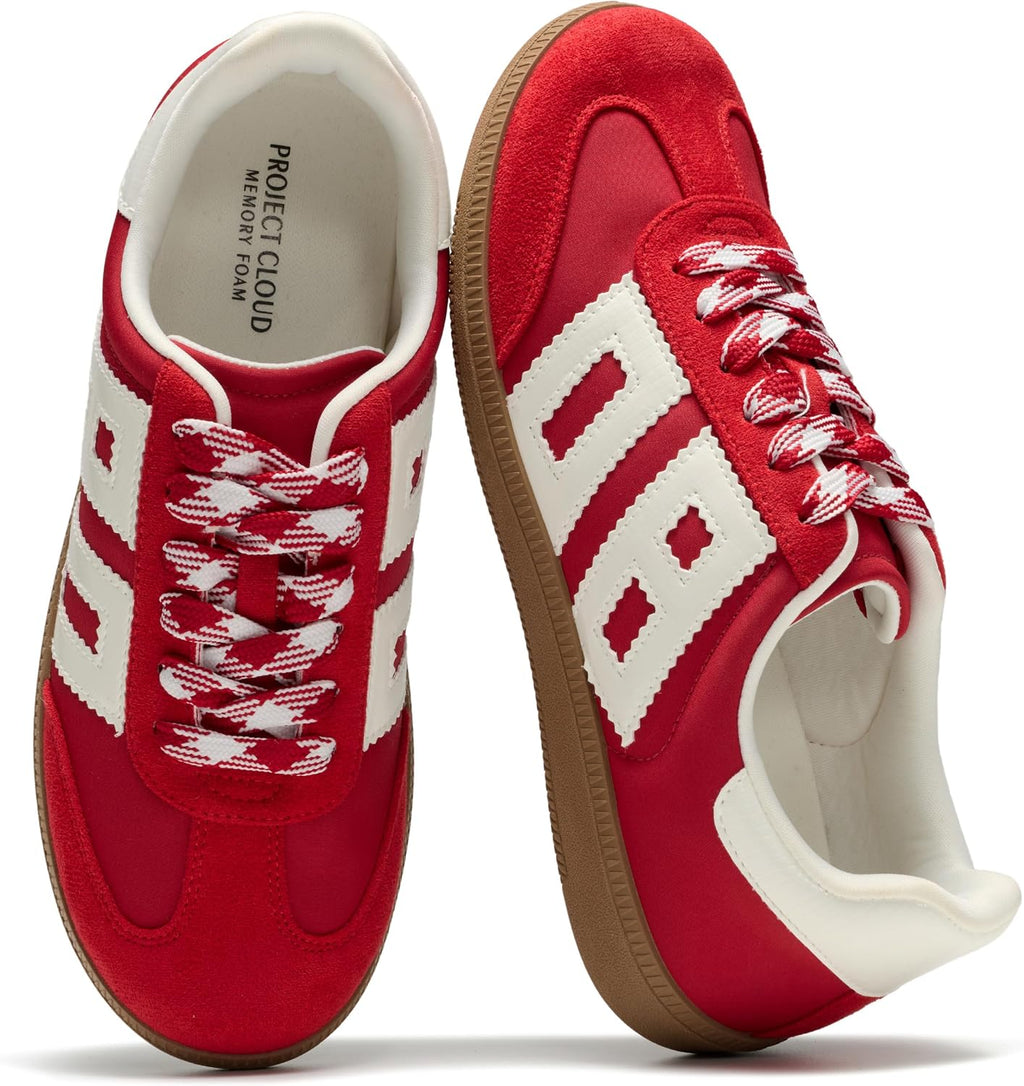 Women's Lace-Up Fashion Sneakers - Memory Foam Insole and Cushioned Collar for Casual Wear - 6