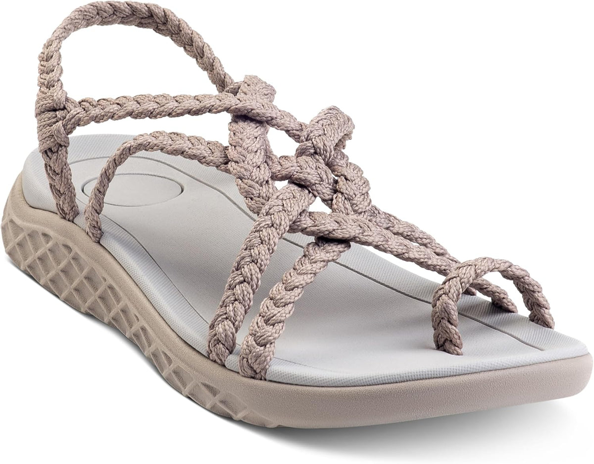 Women's Strappy Hiking Sandals - Arch Support Footbed and Waterproof Build for Beach and Travel - 5.5