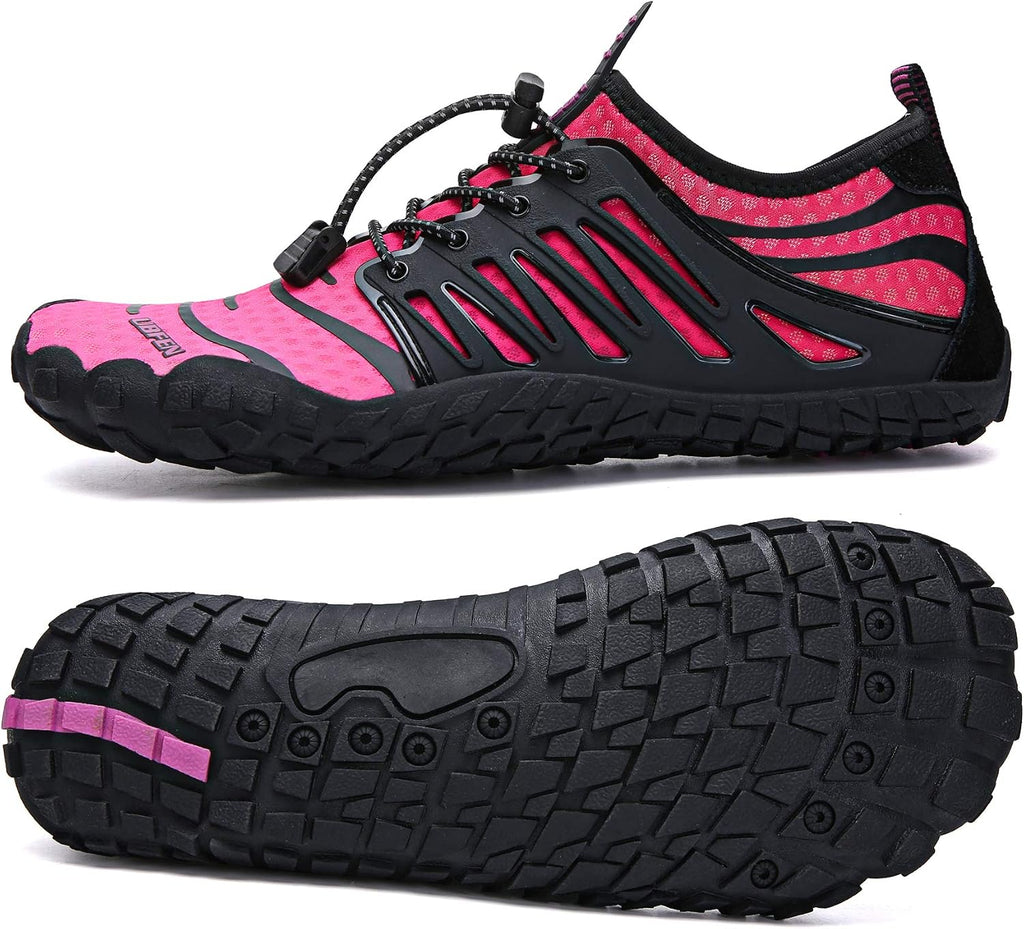 Unisex Quick Dry Water Shoes - Adjustable Bungee Lace and Flexible Rubber Sole for Kayaking - 10 Women/8.5 Men