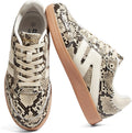 Women's Leather Retro Sneakers - Gum Rubber Sole, Low Top Cut and Anti-Slip Grip for Daily Wear - 6