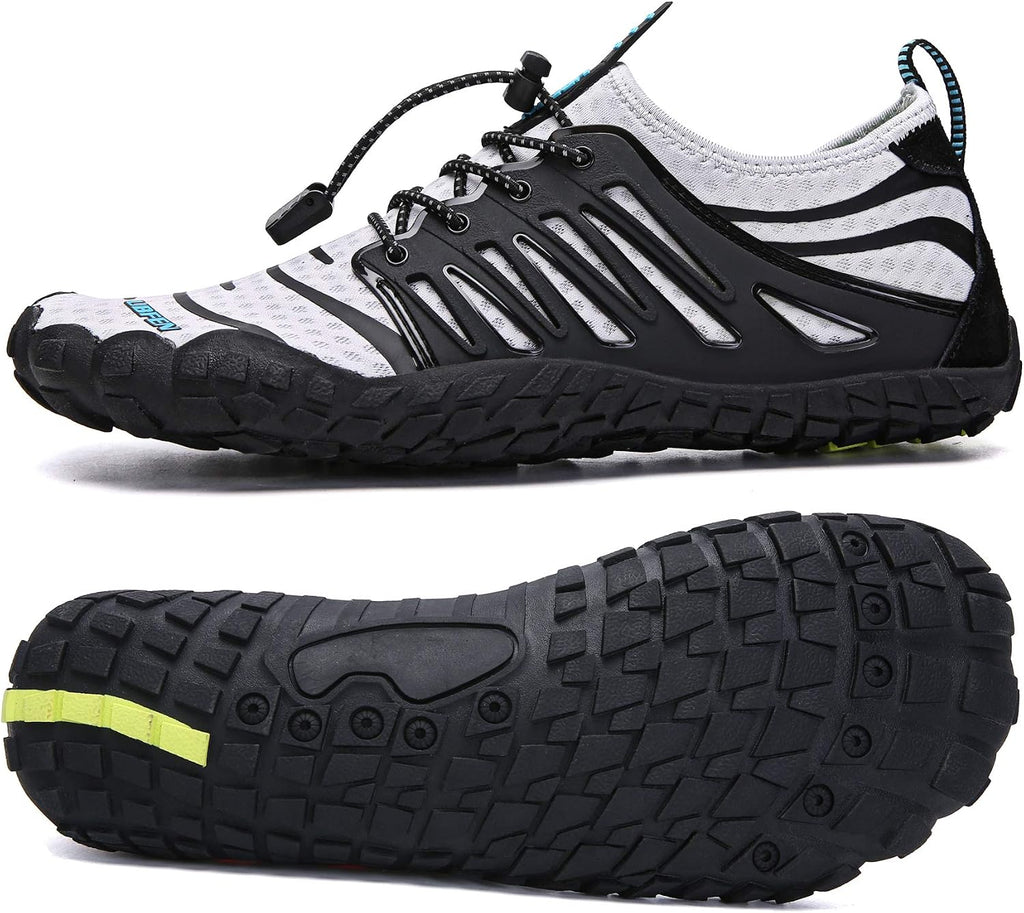Unisex Quick Dry Water Shoes - Adjustable Bungee Lace and Flexible Rubber Sole for Kayaking - 6 Women/5 Men