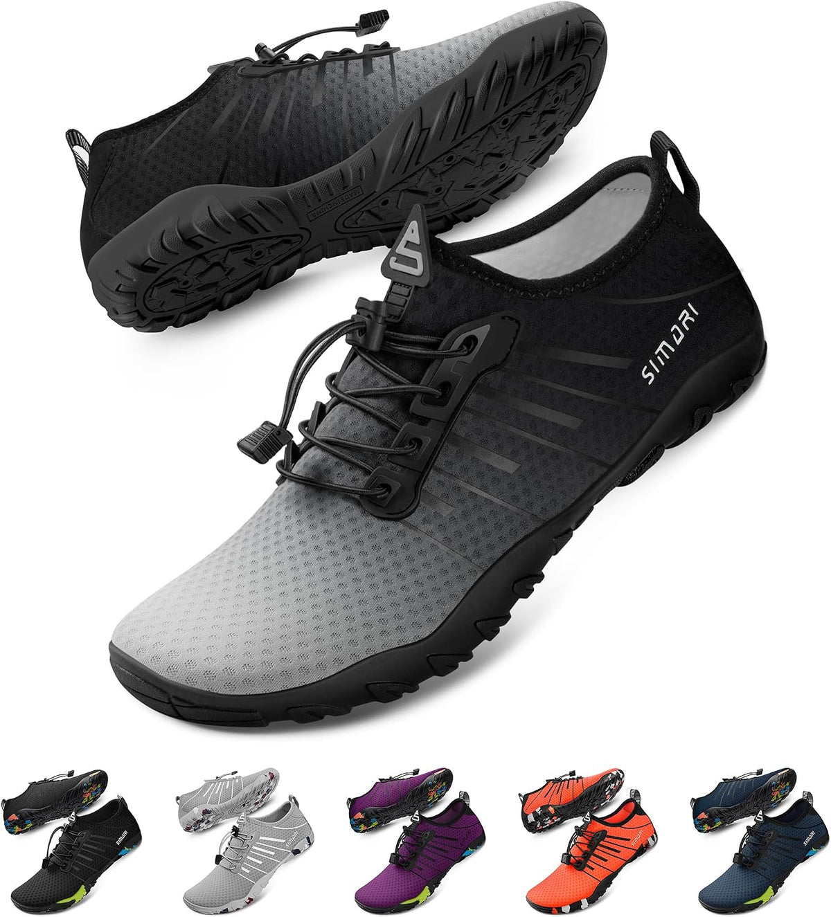 Unisex Quick Dry Aqua Socks - Barefoot Water Shoes with Non-Slip Sole for Swimming and Kayaking - 8 Women/6 Men