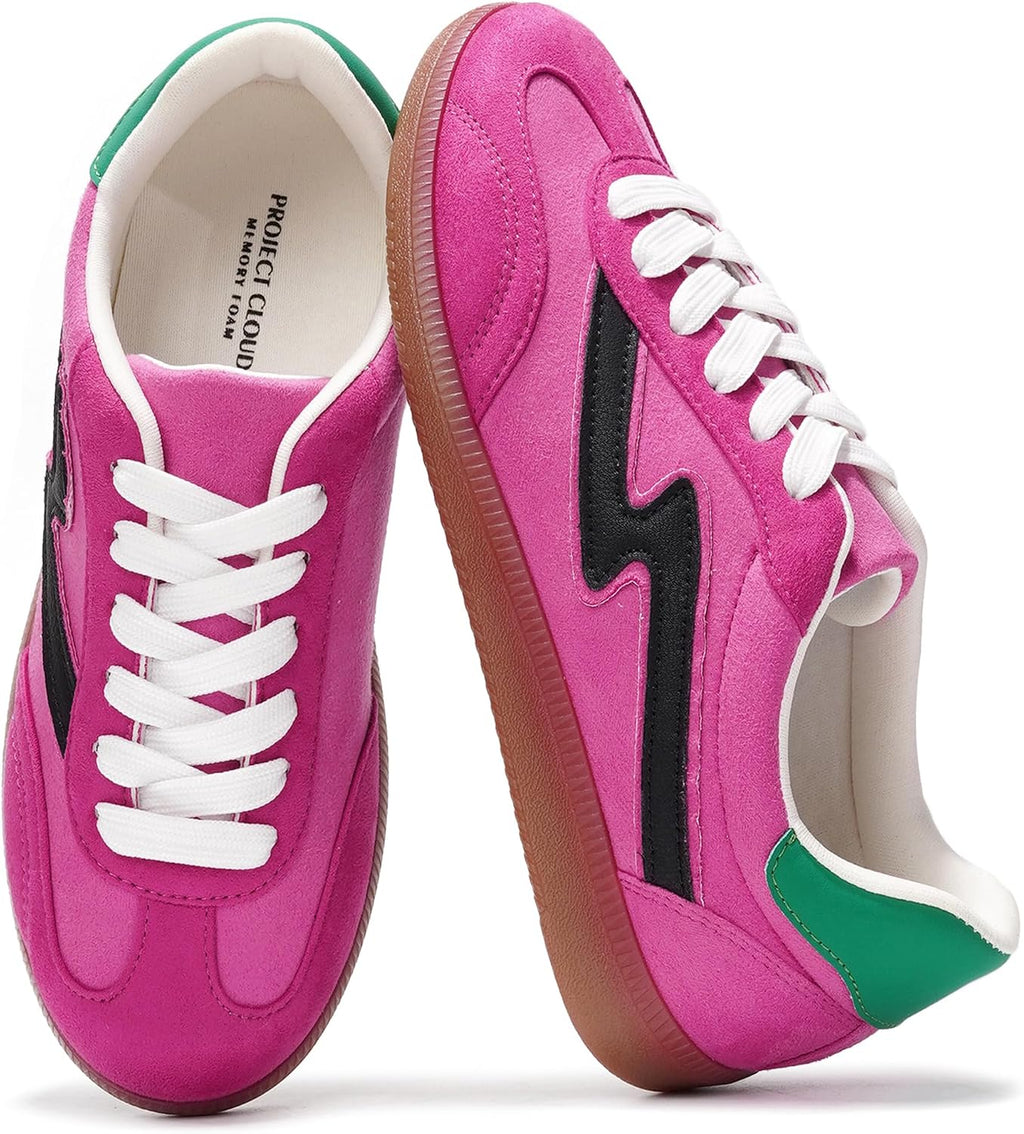 Women's Lace-Up Fashion Sneakers - Memory Foam Insole and Cushioned Collar for Casual Wear - 7