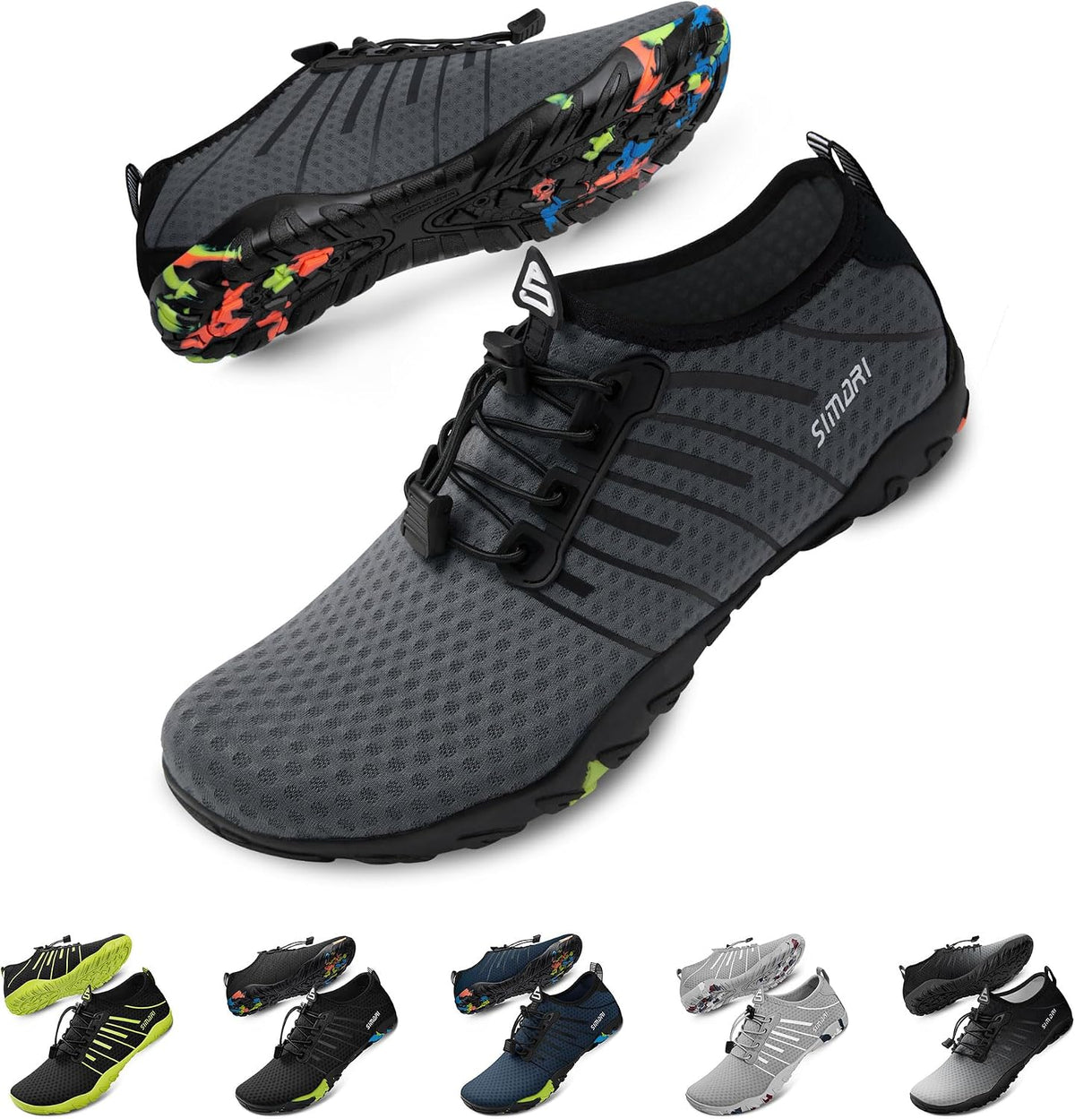 Unisex Quick Dry Aqua Socks - Barefoot Water Shoes with Non-Slip Sole for Swimming and Kayaking - 8 Women/6 Men