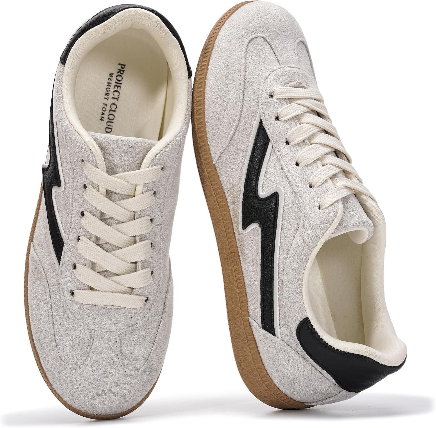 Women's Lace-Up Fashion Sneakers - Memory Foam Insole and Cushioned Collar for Casual Wear - 9