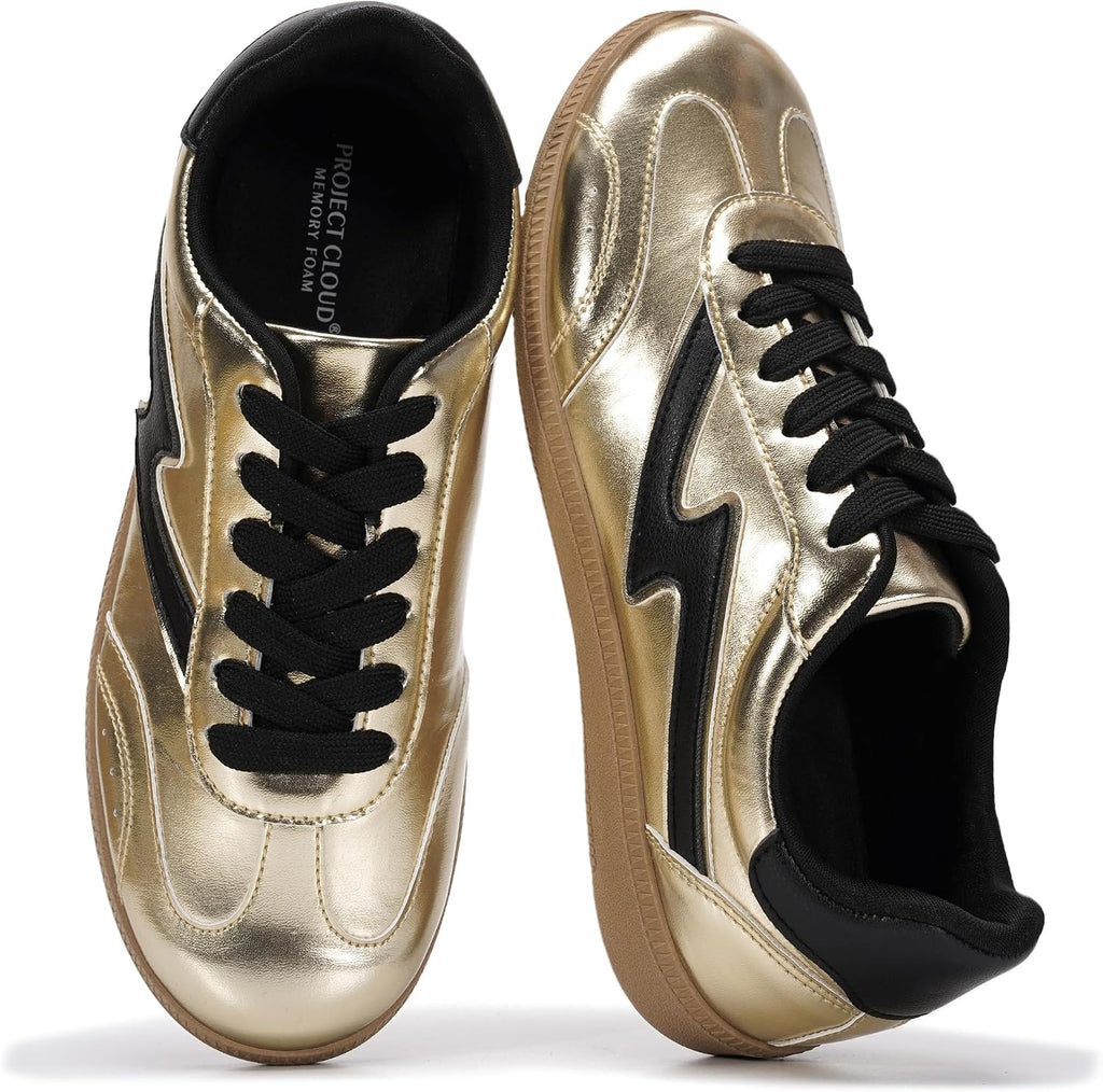 Women's Lace-Up Fashion Sneakers - Memory Foam Insole and Cushioned Collar for Casual Wear - 7