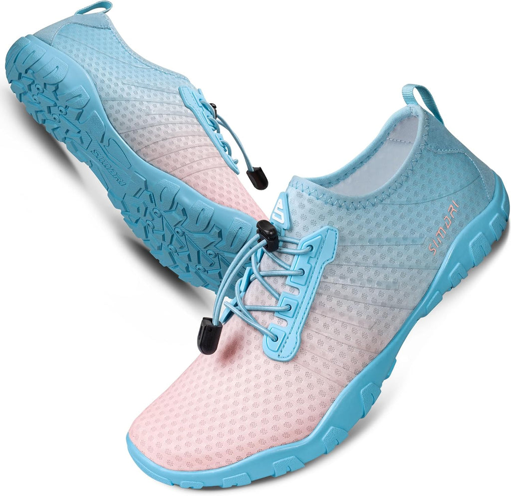 Unisex Quick Dry Aqua Socks - Barefoot Water Shoes with Non-Slip Sole for Swimming and Kayaking - 10 Women/8 Men
