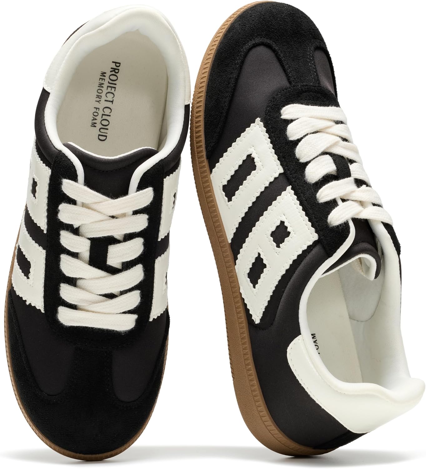 Women's Lace-Up Fashion Sneakers - Memory Foam Insole and Cushioned Collar for Casual Wear - 7
