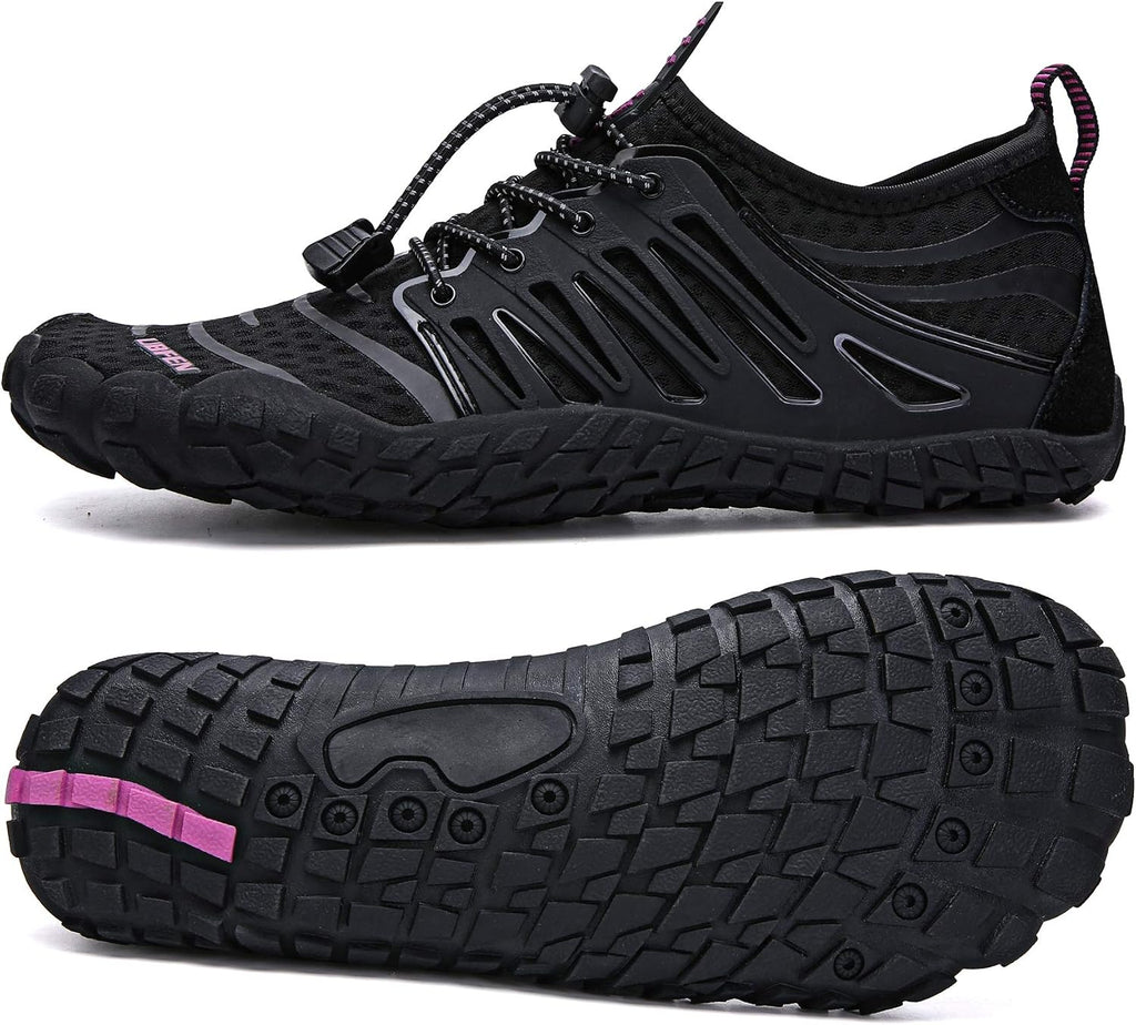Unisex Quick Dry Water Shoes - Adjustable Bungee Lace and Flexible Rubber Sole for Kayaking - 10 Women/8.5 Men