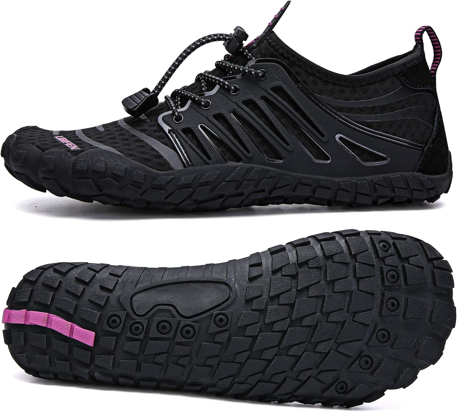 Unisex Quick Dry Water Shoes - Adjustable Bungee Lace and Flexible Rubber Sole for Kayaking - 10 Women/8.5 Men