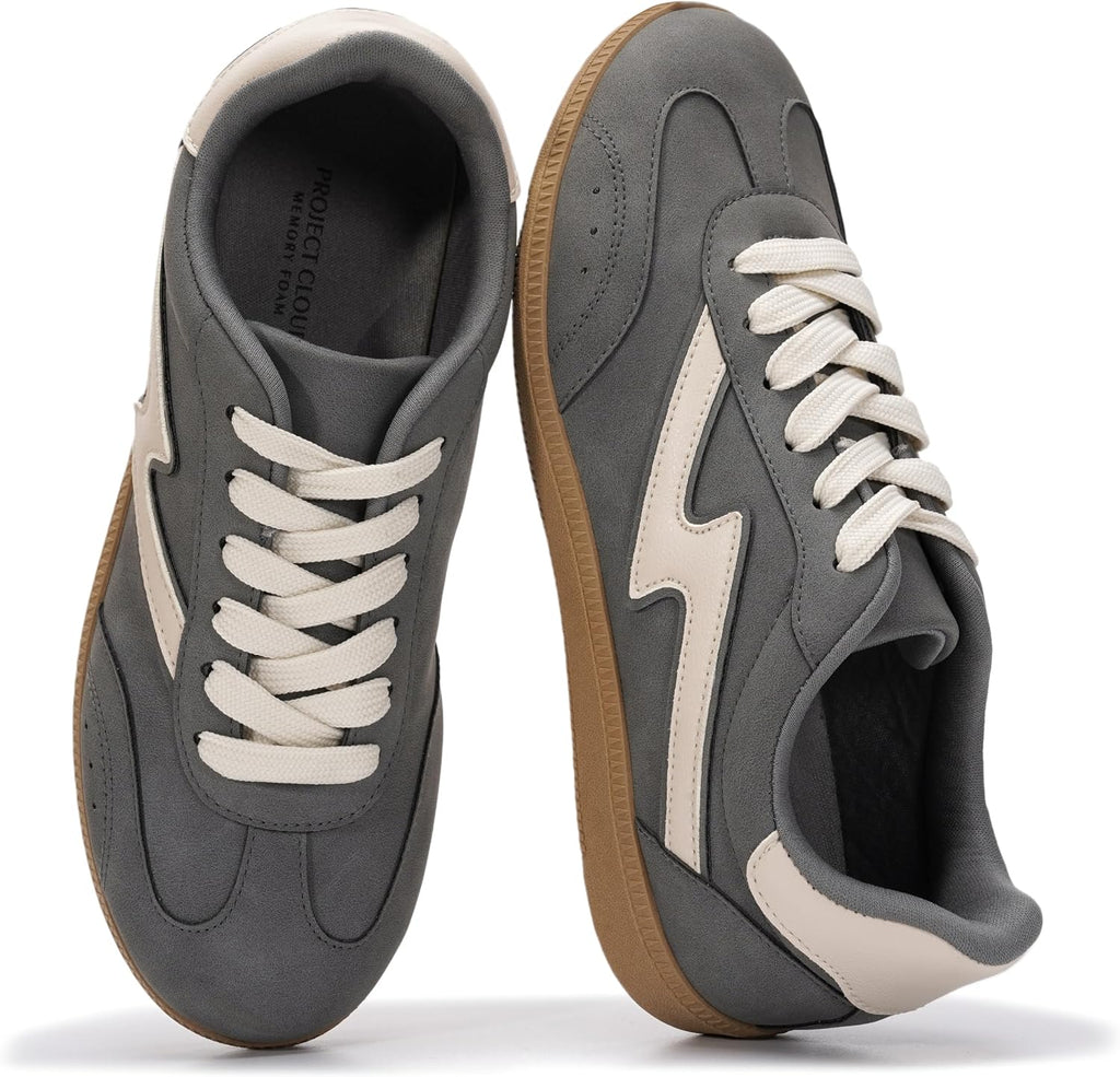 Women's Lace-Up Fashion Sneakers - Memory Foam Insole and Cushioned Collar for Casual Wear - 6