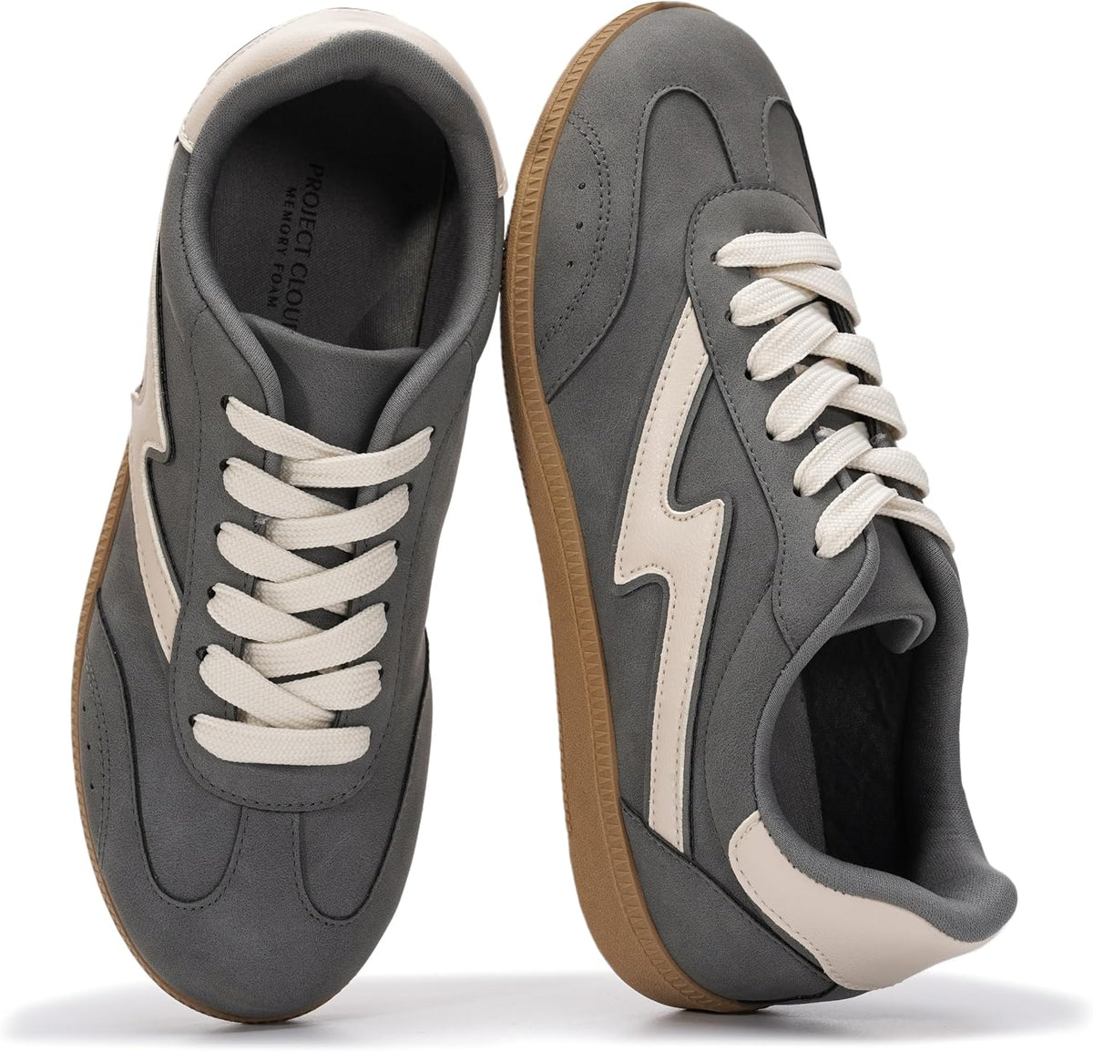 Women's Lace-Up Fashion Sneakers - Memory Foam Insole and Cushioned Collar for Casual Wear - 6