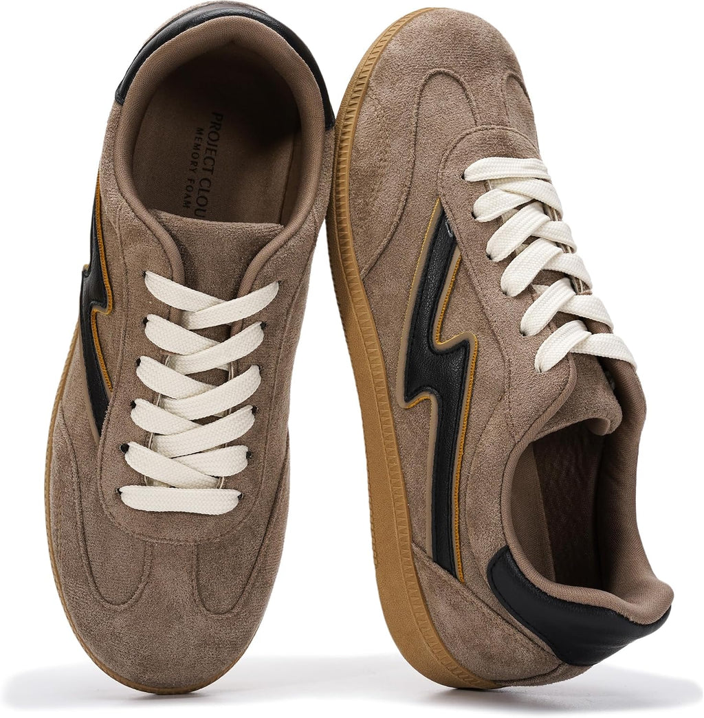 Women's Lace-Up Fashion Sneakers - Memory Foam Insole and Cushioned Collar for Casual Wear - 7